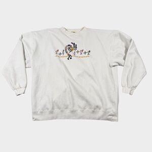 Vintage 90s Great American Lakes & Timbers Kokopelli Southwestern XXL Sweatshirt